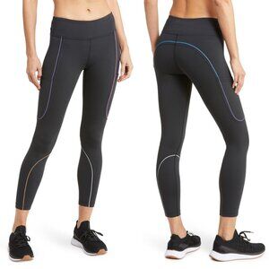 Outdoor Voices FrostKnit 7/8 Pocket Leggings Black/Rainbow Reflective Medium